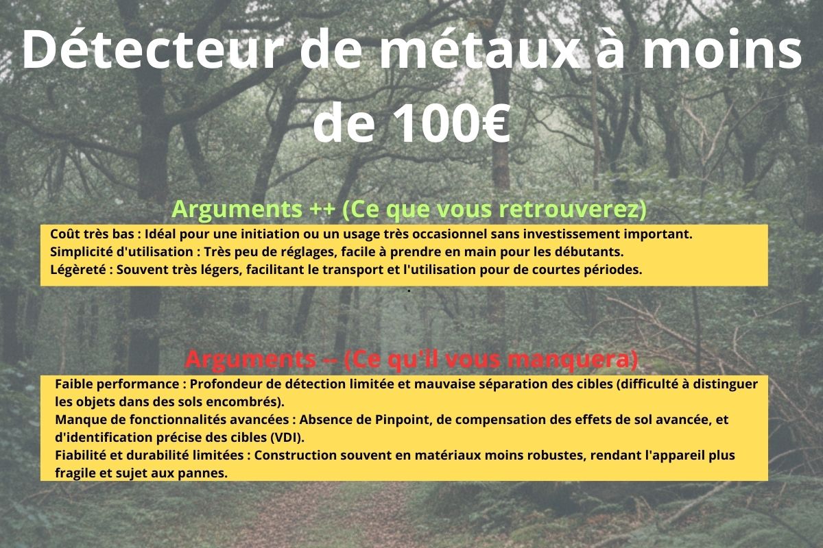 Détecteur de métaux à moins de 100€