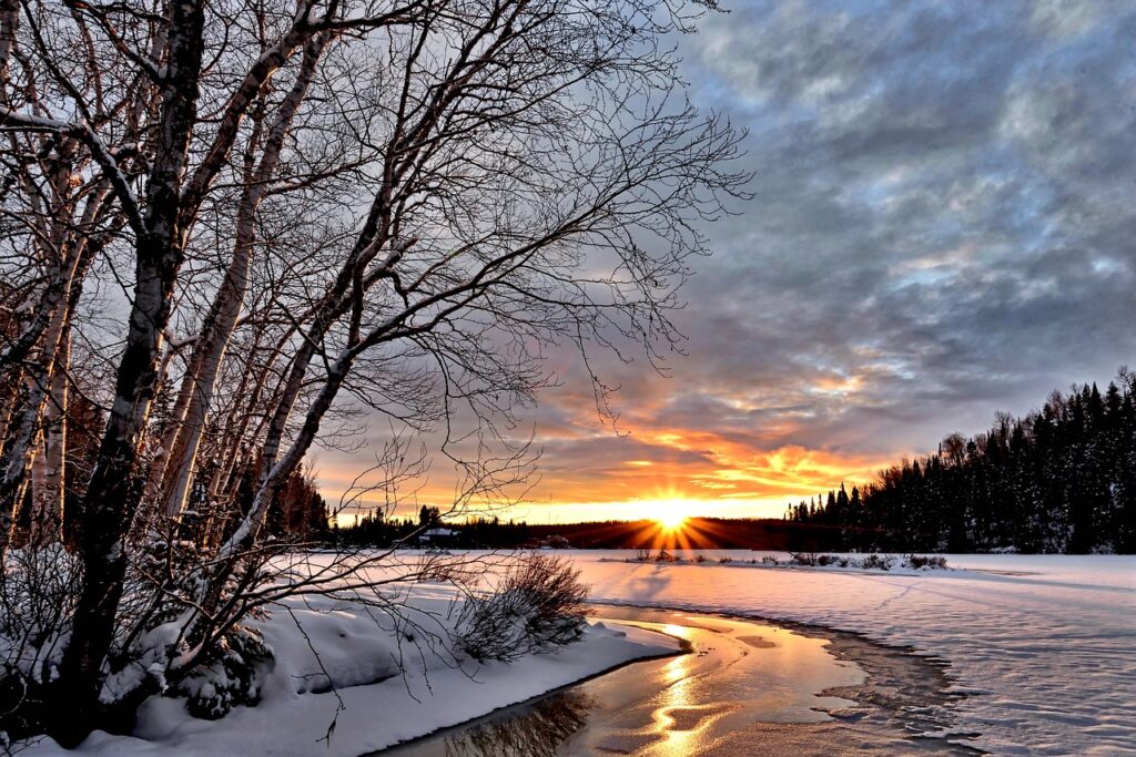 session de pêche à l'aimant en hiver