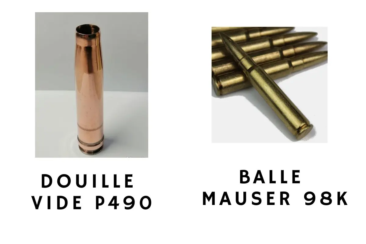 COMPARATEUR DOUILLE VIDE ET balle mauser 98K
